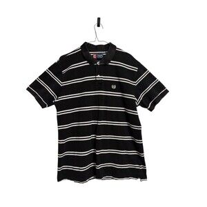 Chaps Men’s‎ XL Black Striped Polo Shirt Short Sleeve Golf Casual Classic Fit